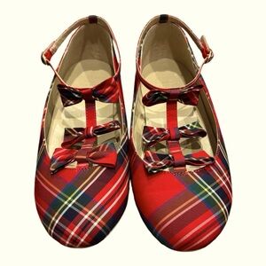 Janie and Jack Red Plaid Dress Shoes